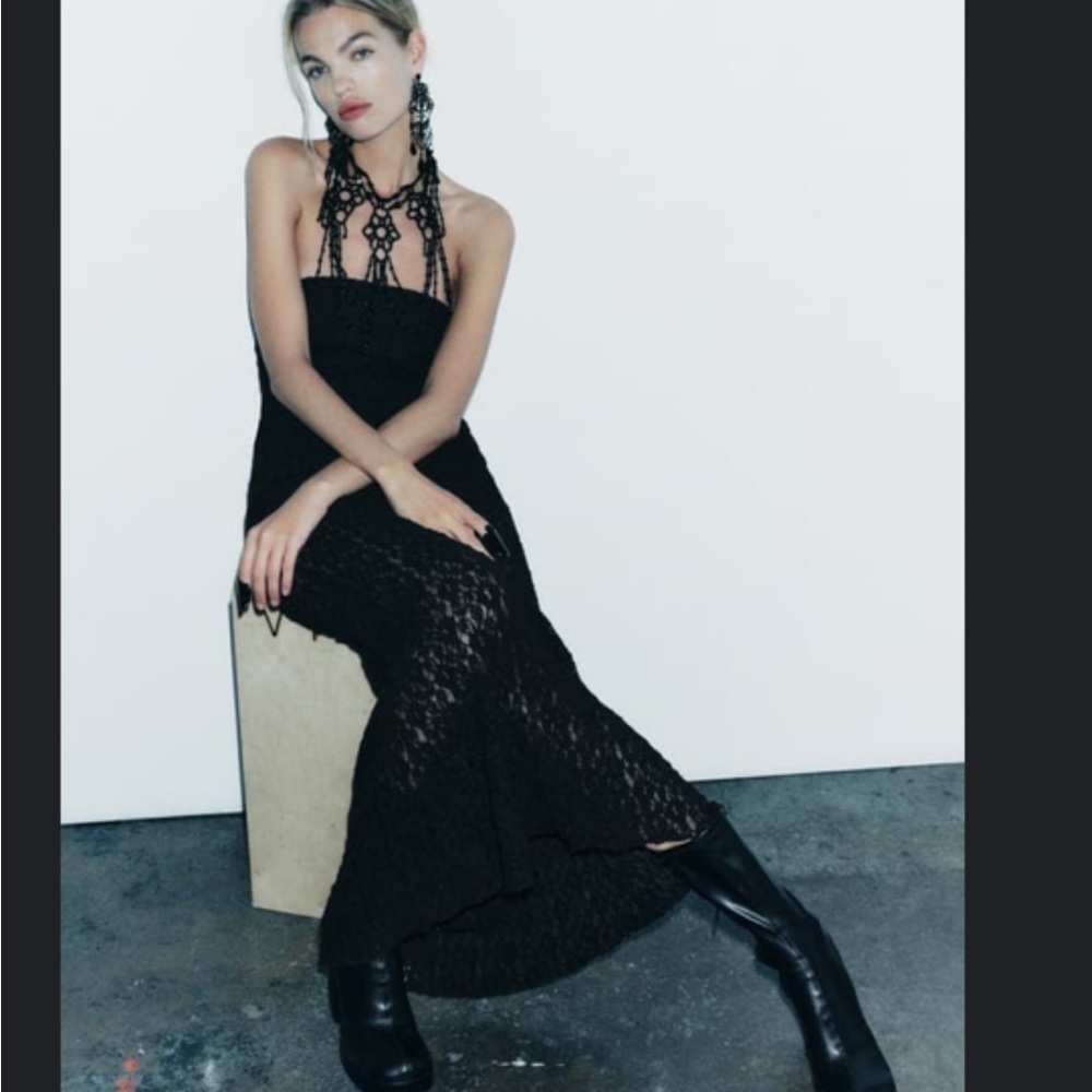 Zara limited edition strapless lace midi dress - Picture 12 of 13